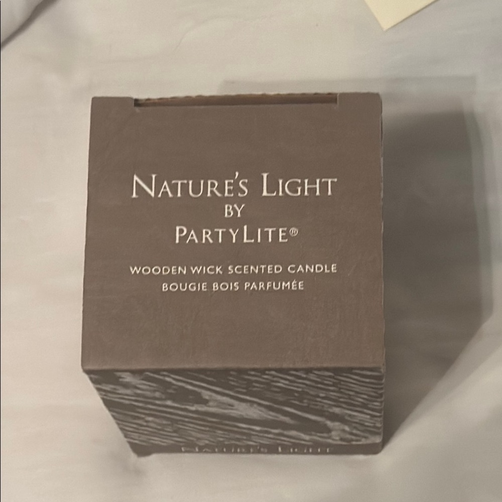 PartyLite Wooden Wick Candle in Elegant Brown Box
